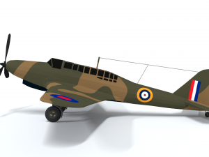 low poly cartoon fairey battle wwii airplane 3D-Modell