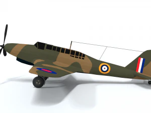 low poly cartoon fairey battle wwii airplane 3D Model