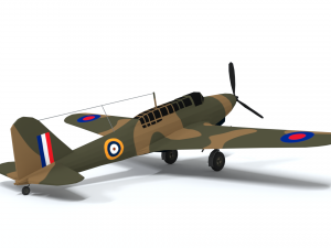 low poly cartoon fairey battle wwii airplane 3D-Modell