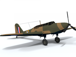 low poly cartoon fairey battle wwii airplane 3D-Modell