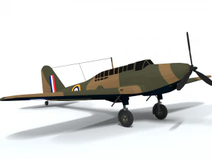 low poly cartoon fairey battle wwii airplane 3D Model