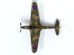 low poly cartoon fairey battle wwii airplane 3D-Modell