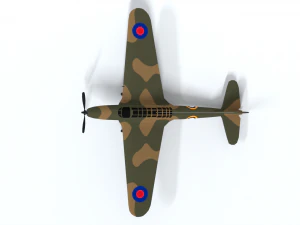 low poly cartoon fairey battle wwii airplane 3D Model