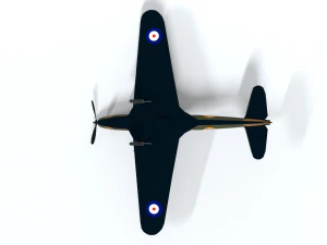 low poly cartoon fairey battle wwii airplane 3D Model