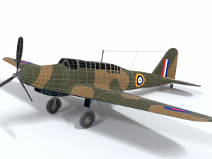 low poly cartoon fairey battle wwii airplane 3D-Modell