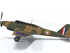 low poly cartoon fairey battle wwii airplane 3D-Modell