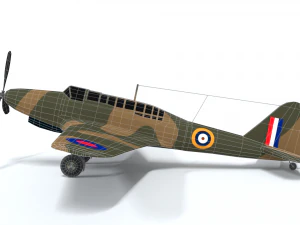 low poly cartoon fairey battle wwii airplane 3D Model