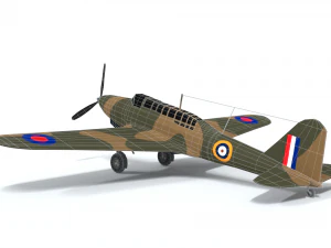 low poly cartoon fairey battle wwii airplane 3D Model