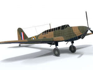 low poly cartoon fairey battle wwii airplane 3D-Modell