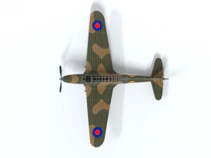 low poly cartoon fairey battle wwii airplane 3D Model