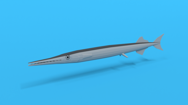low poly cartoon garfish 3D Model .c4d .max .obj .3ds .fbx .stl .blend 