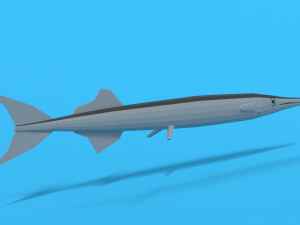 low poly cartoon garfish 3D Model