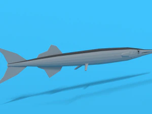 low poly cartoon garfish 3D Model