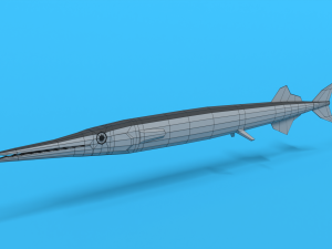 low poly cartoon garfish 3D Model