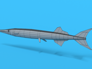 low poly cartoon garfish 3D Model