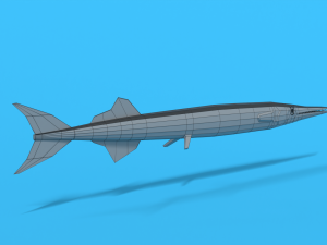 low poly cartoon garfish 3D Model
