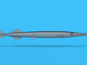 low poly cartoon garfish 3D Model