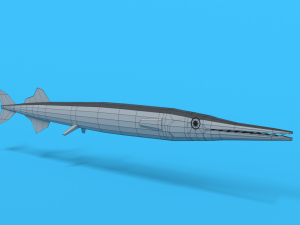 low poly cartoon garfish 3D Model
