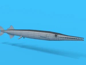 low poly cartoon garfish 3D Model