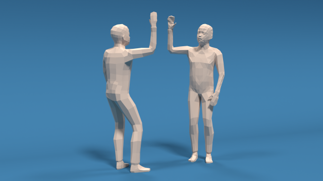 low poly kids high five hands Modello 3D .c4d .max .obj .3ds .fbx .stl .blend 