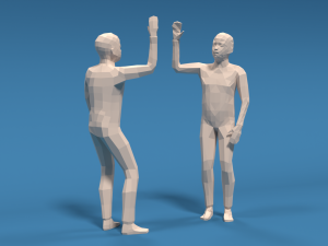 low poly kids high five hands 3D Model