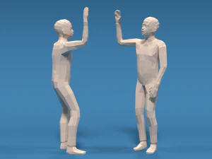 low poly kids high five hands 3D Model