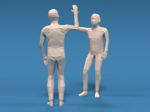 low poly kids high five hands 3D Model