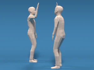 low poly kids high five hands 3D Model
