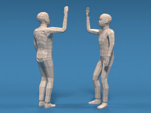 low poly kids high five hands 3D Model