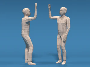 low poly kids high five hands 3D Model