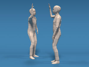 low poly kids high five hands Modello 3D