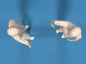 low poly kids high five hands 3D Model