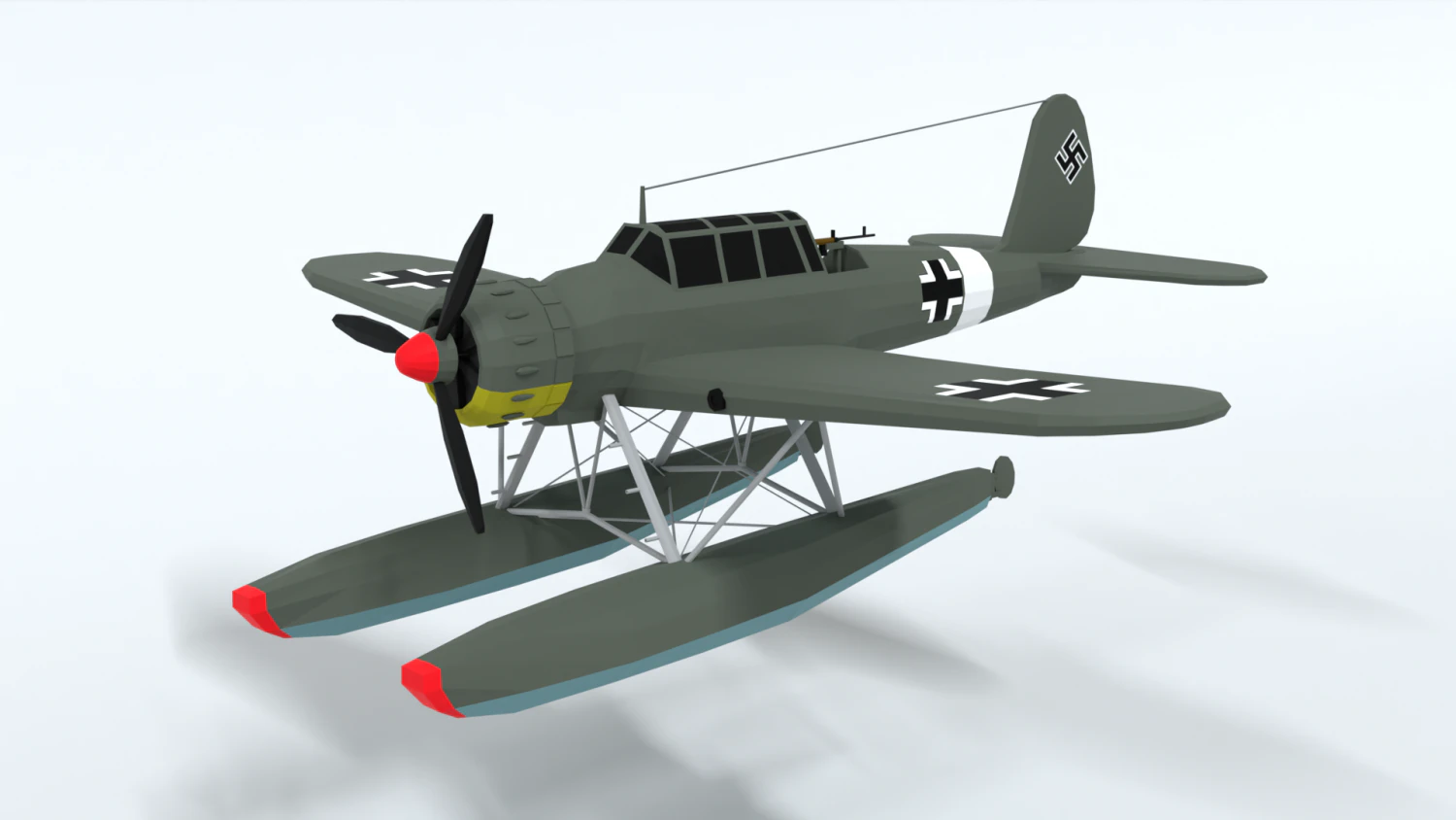 low poly cartoon arado ar 196 3D Model .c4d .max .obj .3ds .fbx .stl .blend