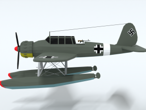 low poly cartoon arado ar 196 Modèle 3D