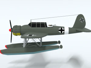 low poly cartoon arado ar 196 3D Model