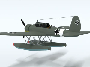 low poly cartoon arado ar 196 3D Model