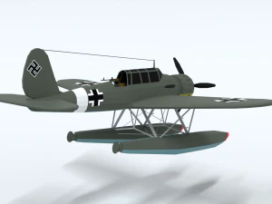 low poly cartoon arado ar 196 3D Model
