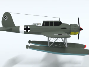 low poly cartoon arado ar 196 3D Model
