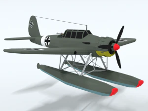 low poly cartoon arado ar 196 3D Model