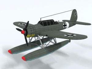 low poly cartoon arado ar 196 3D Model