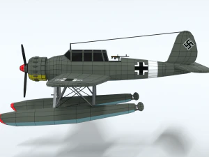 low poly cartoon arado ar 196 3D Model