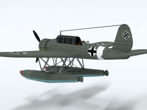 low poly cartoon arado ar 196 3D Model
