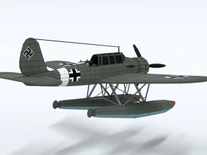 low poly cartoon arado ar 196 3D Model