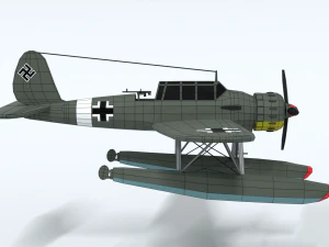 low poly cartoon arado ar 196 3D Model