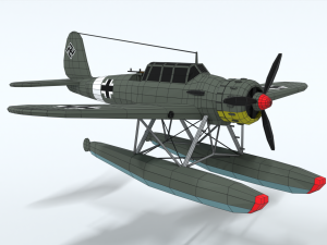 low poly cartoon arado ar 196 Modèle 3D