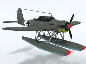 low poly cartoon arado ar 196 3D Model
