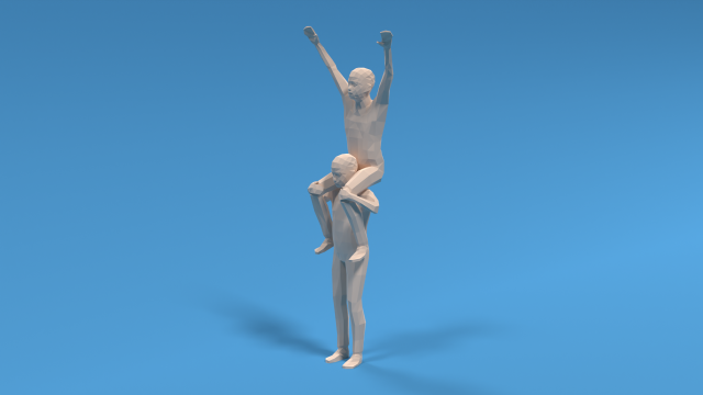 low poly kids riding on shoulders 3Dモデル .c4d .max .obj .3ds .fbx .stl .blend 