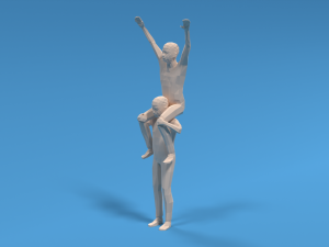 low poly kids riding on shoulders 3D Model