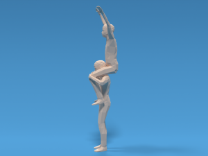 low poly kids riding on shoulders 3Dモデル