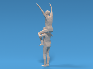 low poly kids riding on shoulders 3Dモデル